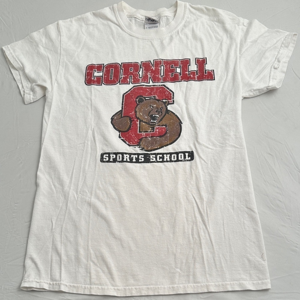 Gildan Cornell University Sports School white red black short sleeve t-shirt
